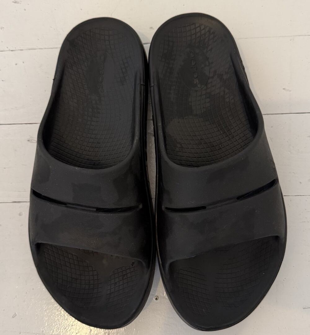 Oofos Ooahh Luxe Slide Recovery Comfort Walking Sandals Black EU 45 US M12/W14